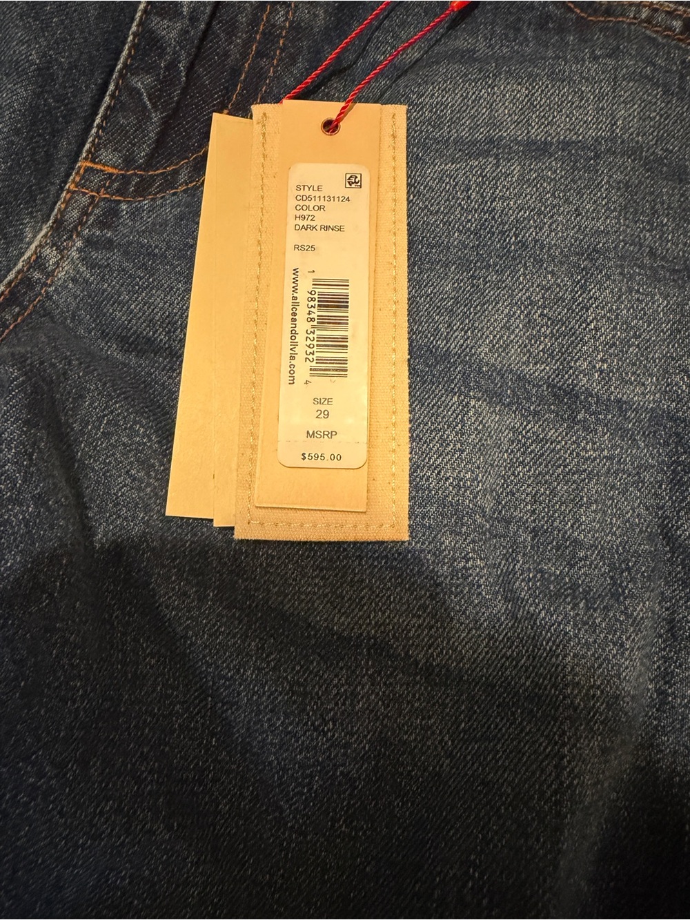 Alice & Olivia Dark Blue Wide-Leg Jeans with Rhinestone Star Cut Outs NWT - Picture 3 of 3